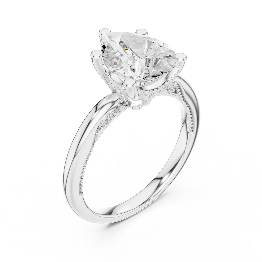 Hidden Halo Pear Cut Diamond Engagement Ring