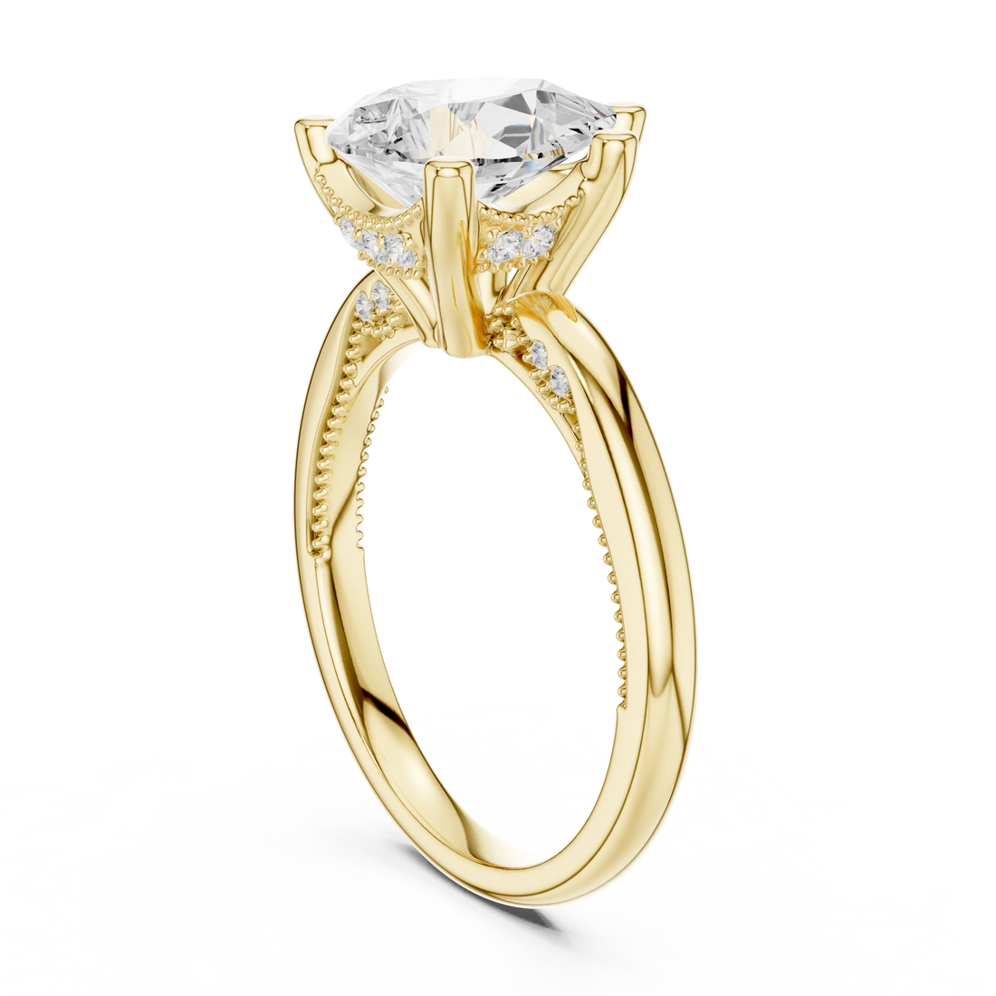 Hidden Halo Pear Cut Diamond Engagement Ring