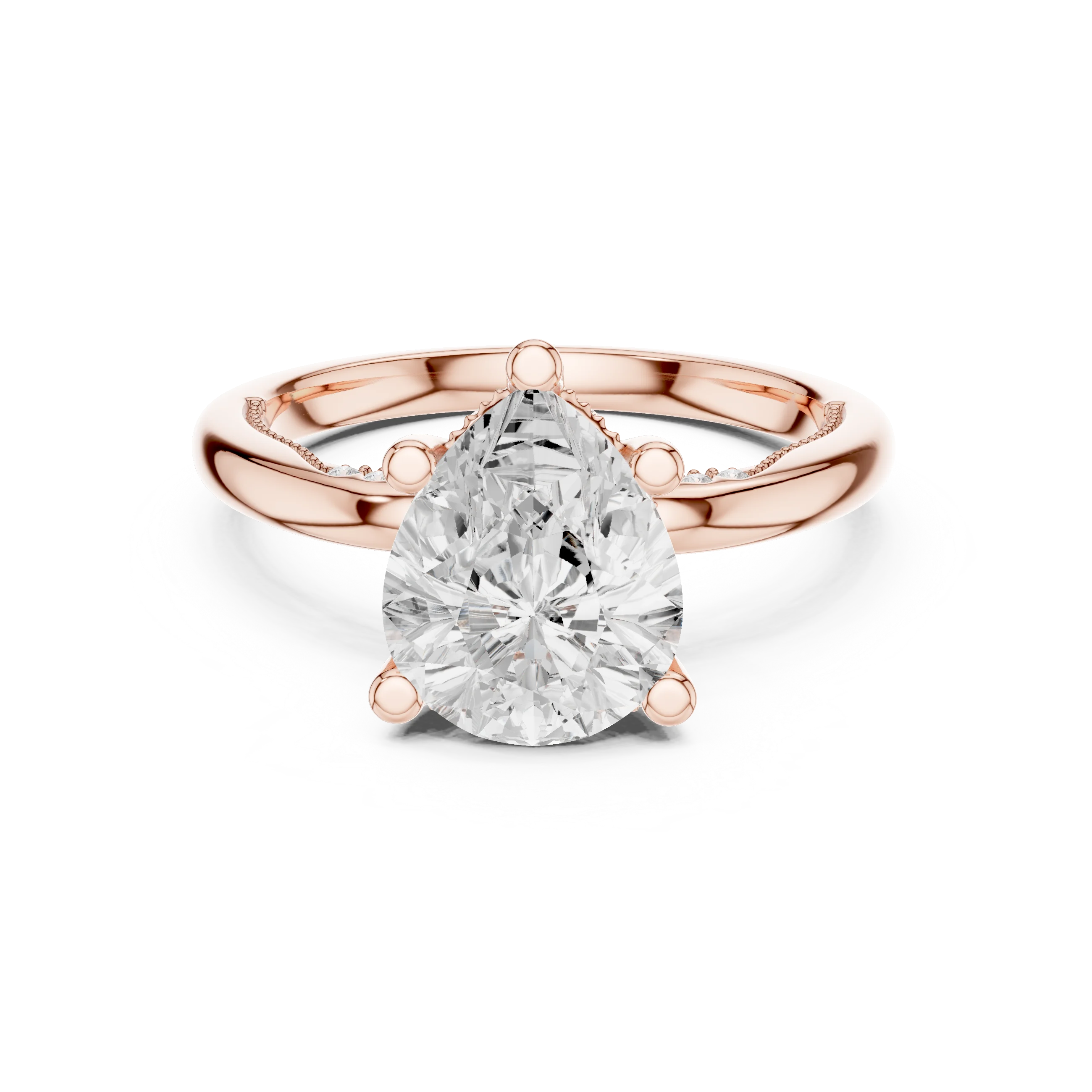 Hidden Halo Pear Cut Diamond Engagement Ring