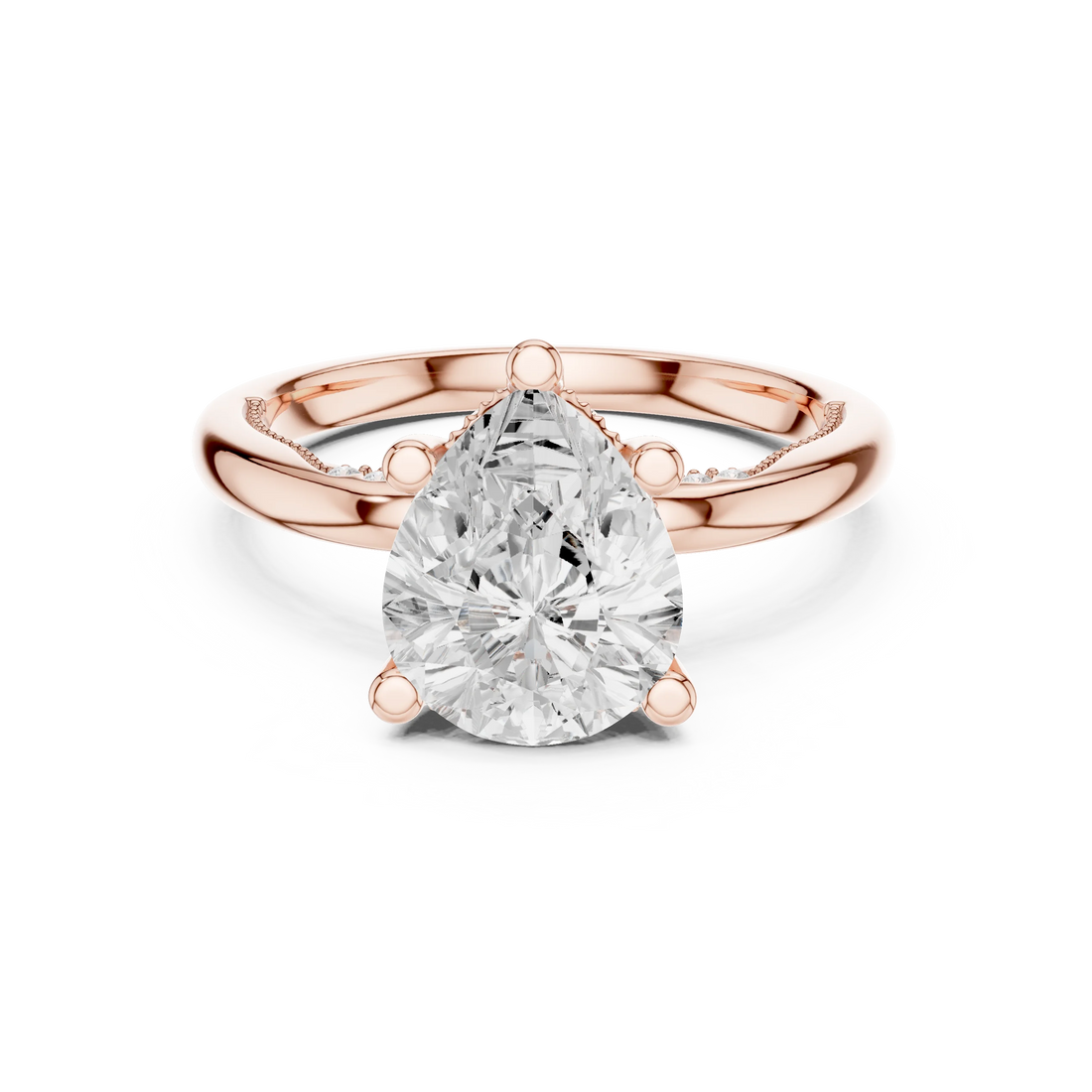 Hidden Halo Pear Cut Diamond Engagement Ring