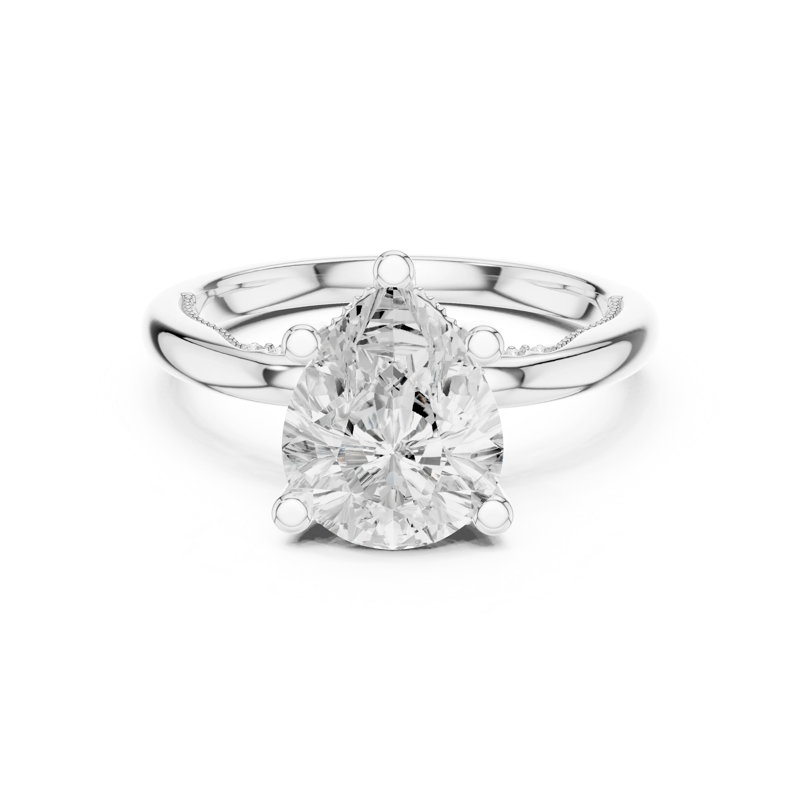 Hidden Halo Pear Cut Diamond Engagement Ring