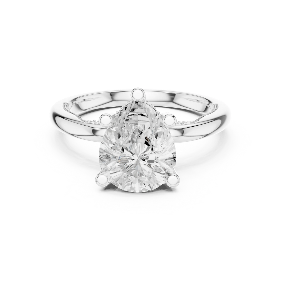 Hidden Halo Pear Cut Diamond Engagement Ring