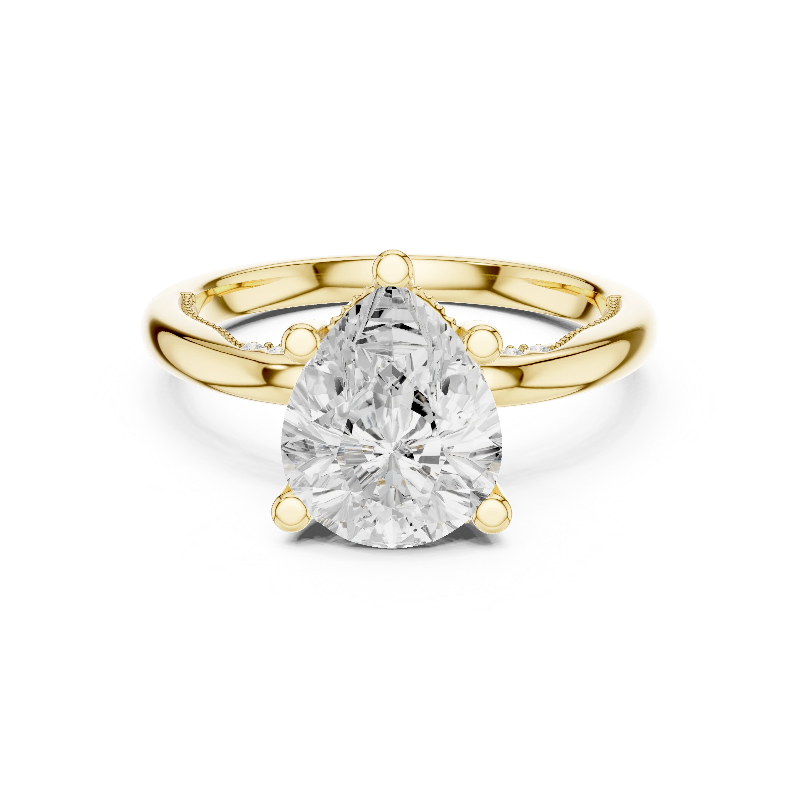 Hidden Halo Pear Cut Diamond Engagement Ring