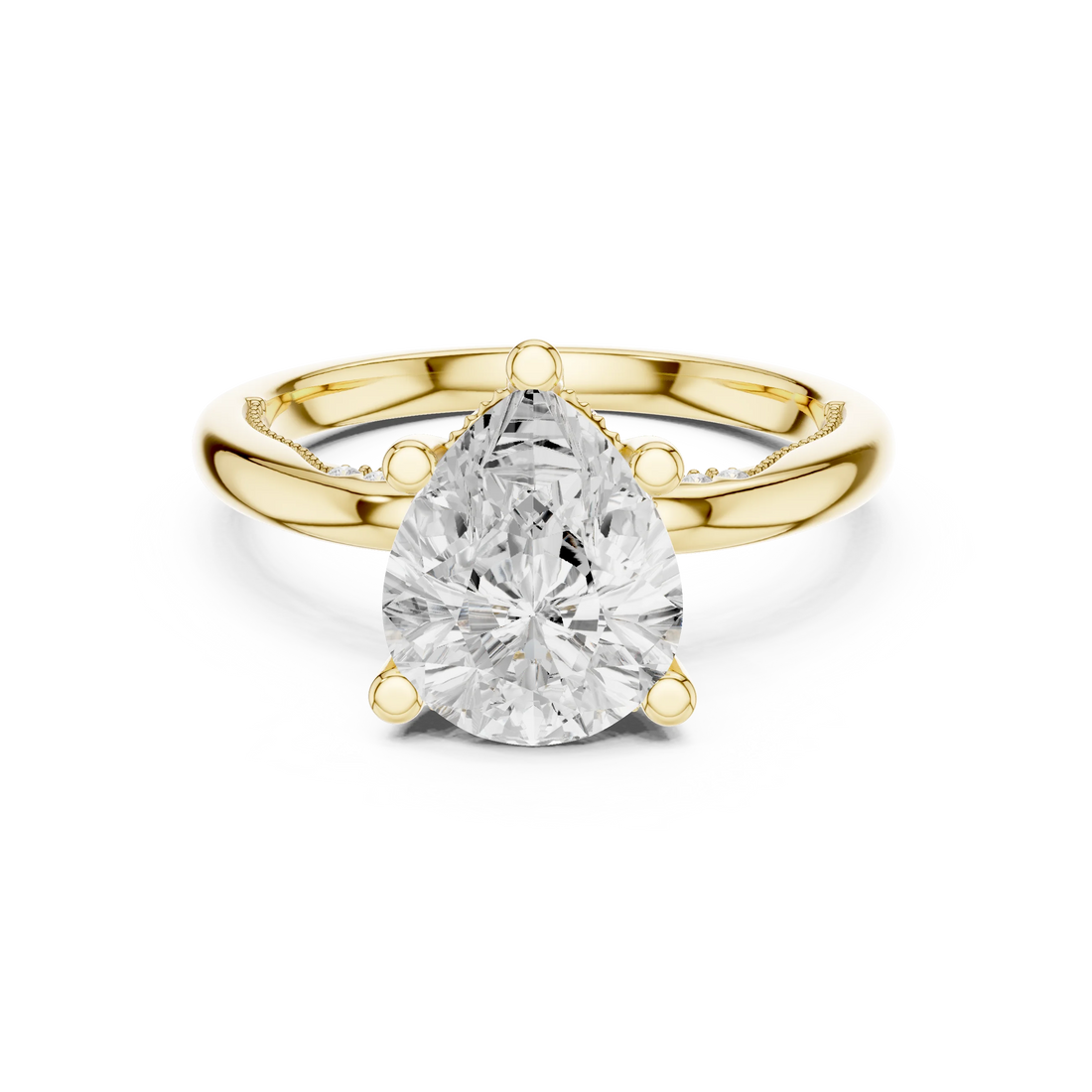 Hidden Halo Pear Cut Diamond Engagement Ring