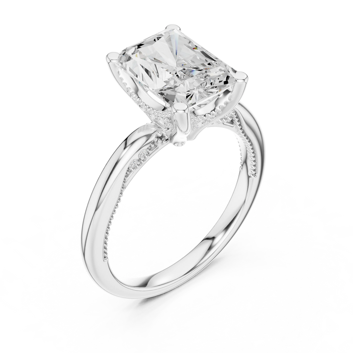Hidden Halo Radiant Cut Diamond Engagement Ring