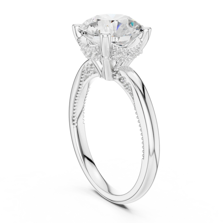 Hidden Halo Round Cut Diamond Engagement Ring