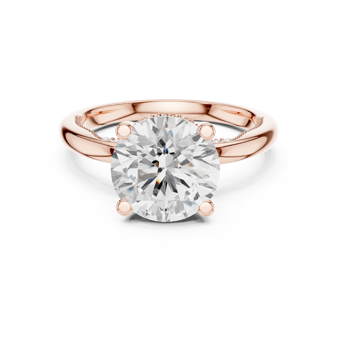 Hidden Halo Round Cut Diamond Engagement Ring