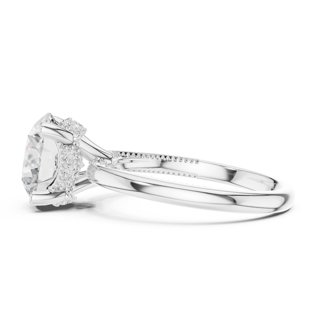 Hidden Halo Round Cut Diamond Engagement Ring