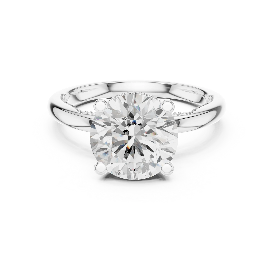 Hidden Halo Round Cut Diamond Engagement Ring