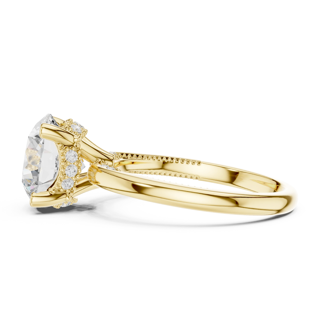 Hidden Halo Round Cut Diamond Engagement Ring