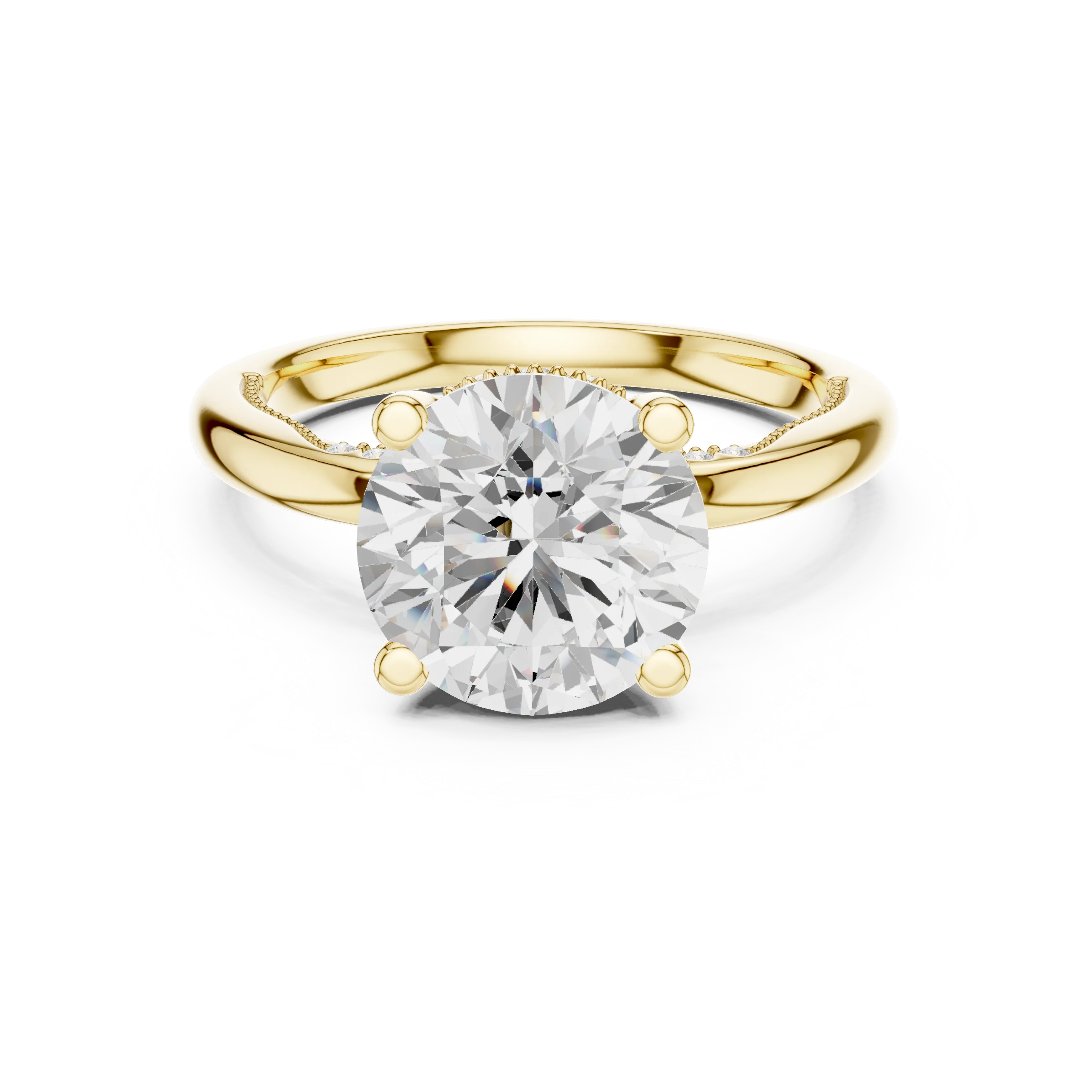 Hidden Halo Round Cut Diamond Engagement Ring