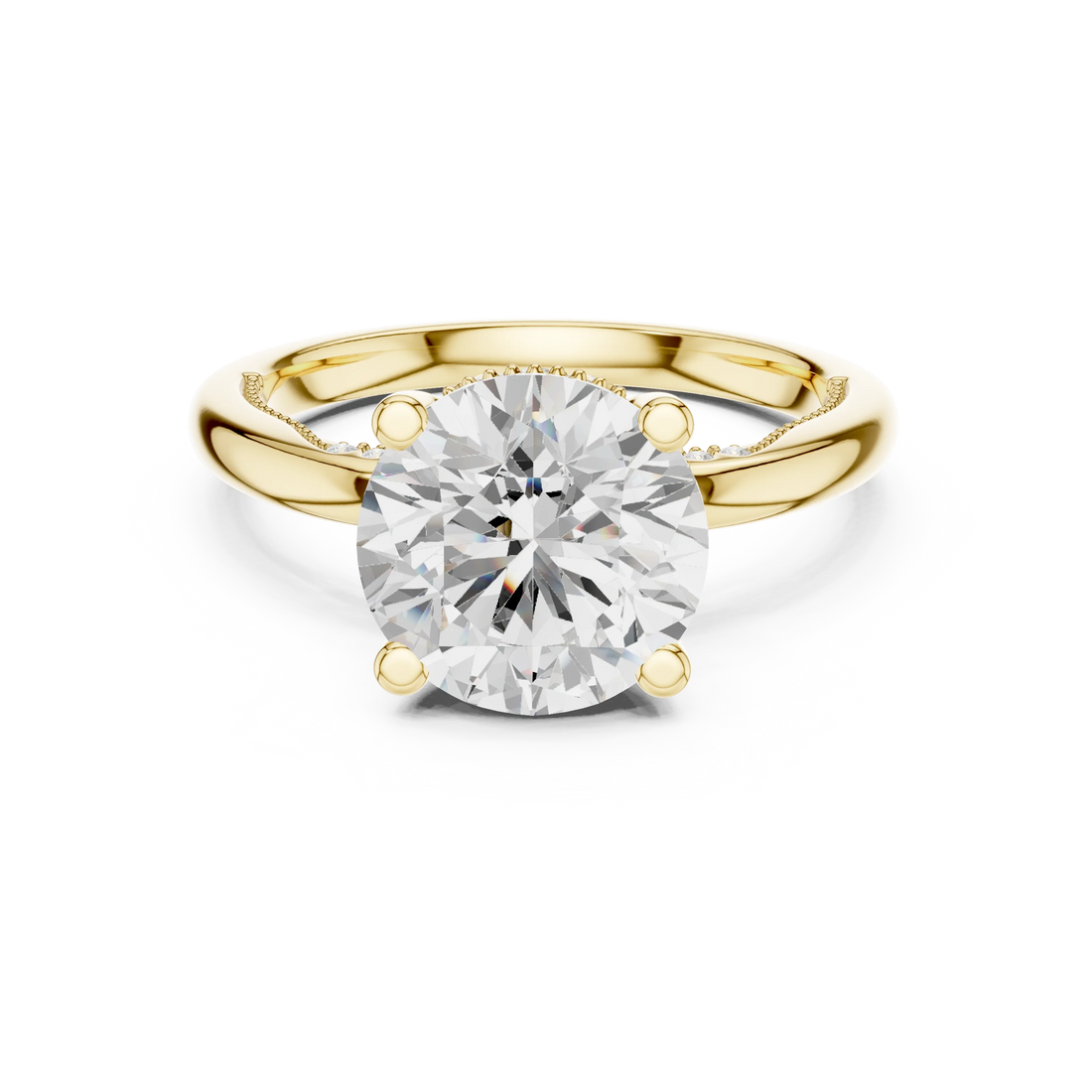 Hidden Halo Round Cut Diamond Engagement Ring