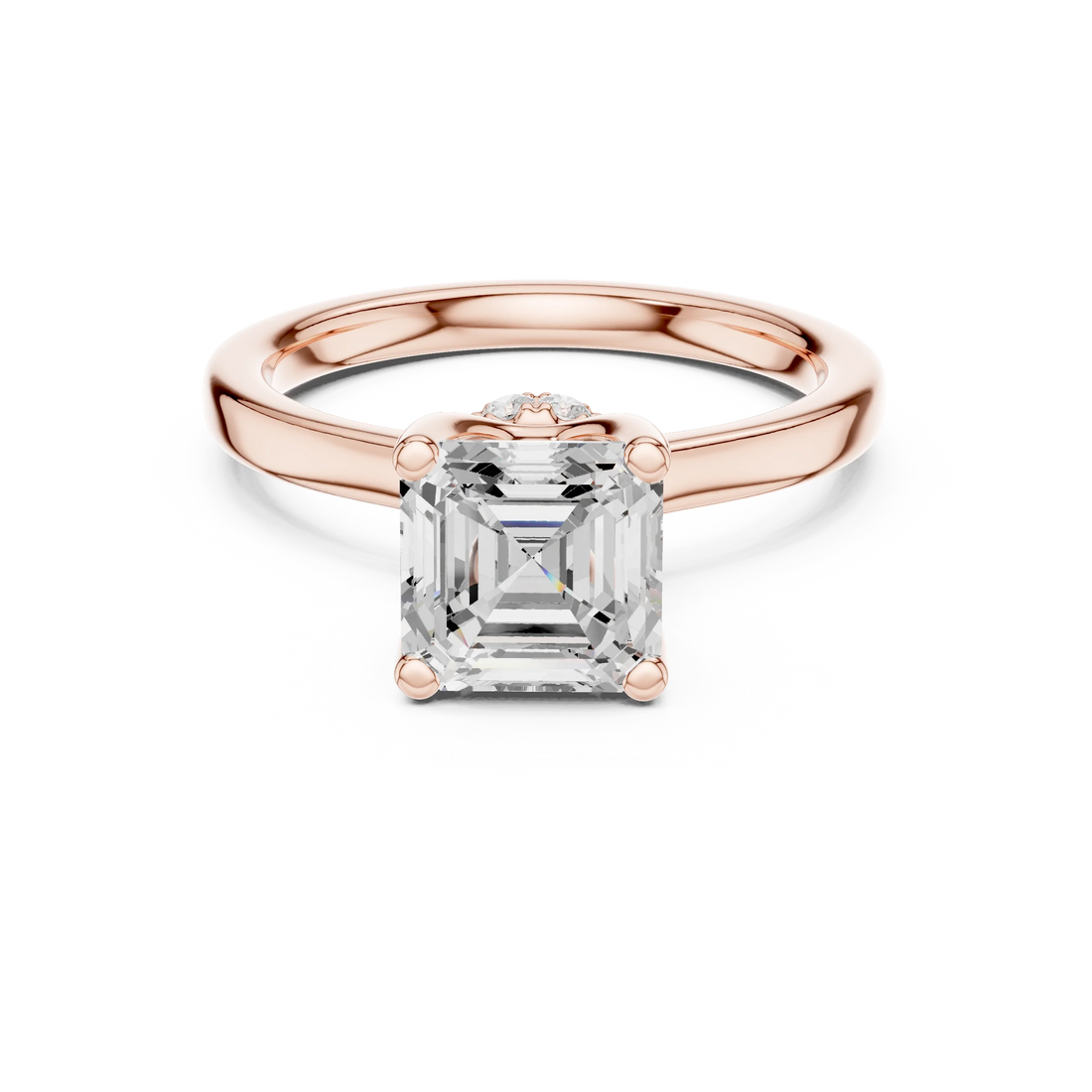 Asscher Shape Diamond Hidden Halo Engagement Ring