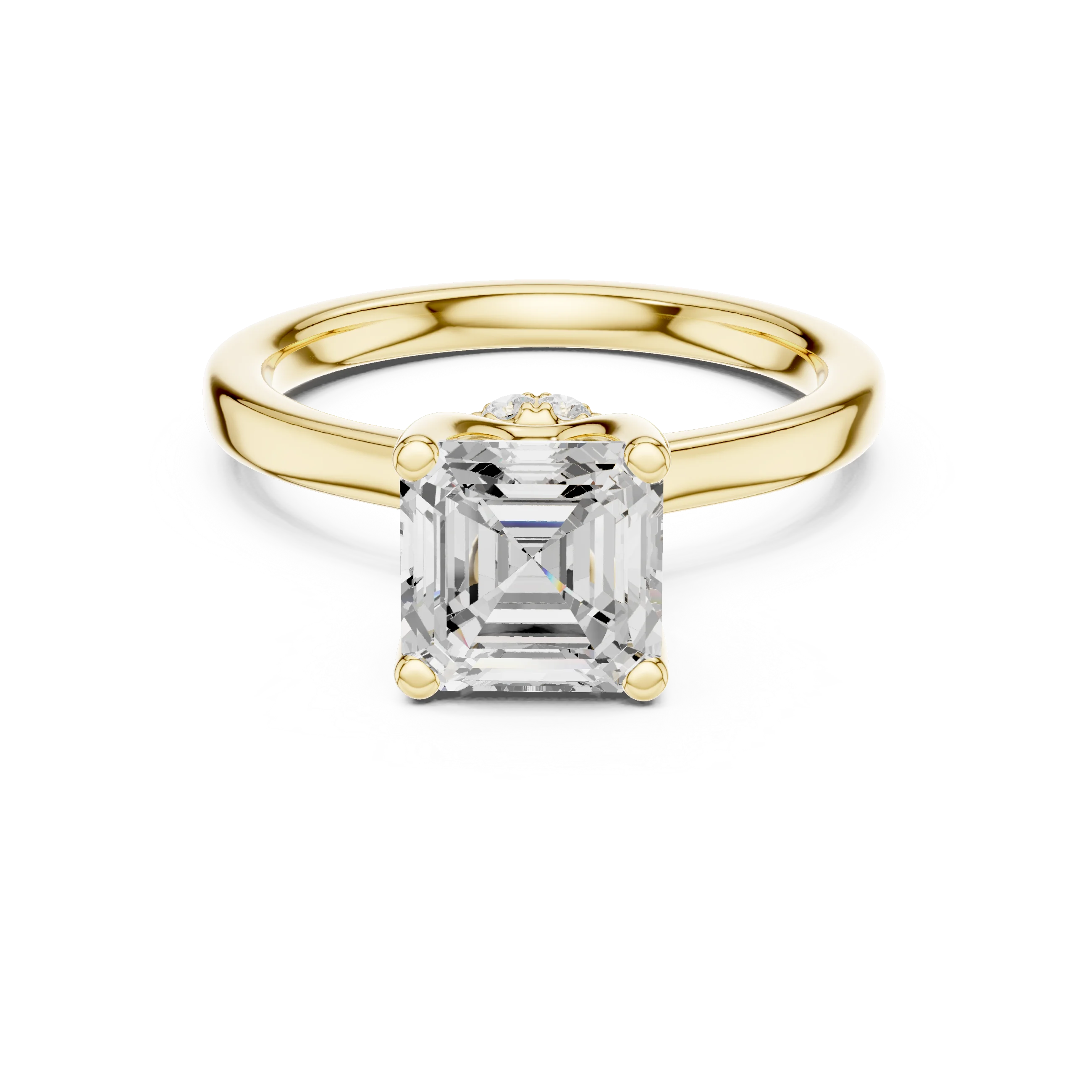 Asscher Shape Diamond Hidden Halo Engagement Ring