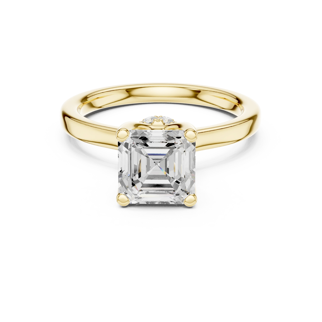 Asscher Shape Diamond Hidden Halo Engagement Ring