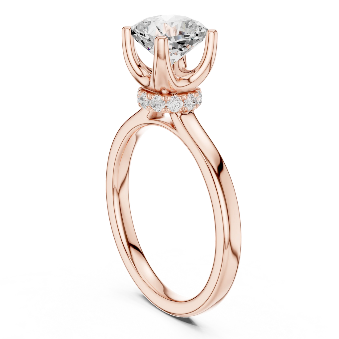 Radiant Shape Diamond Hidden Halo Engagement Ring