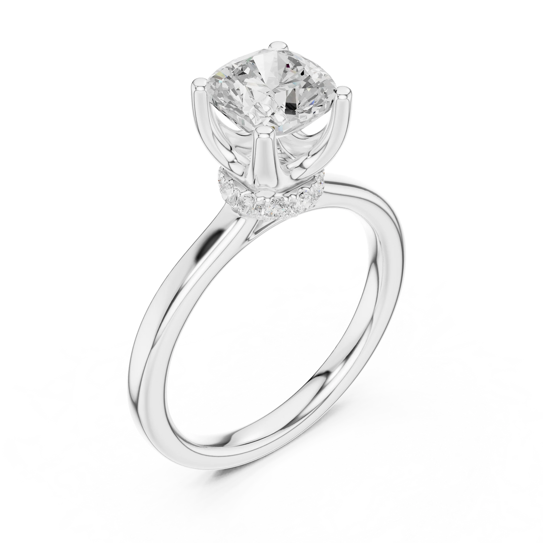 Radiant Shape Diamond Hidden Halo Engagement Ring