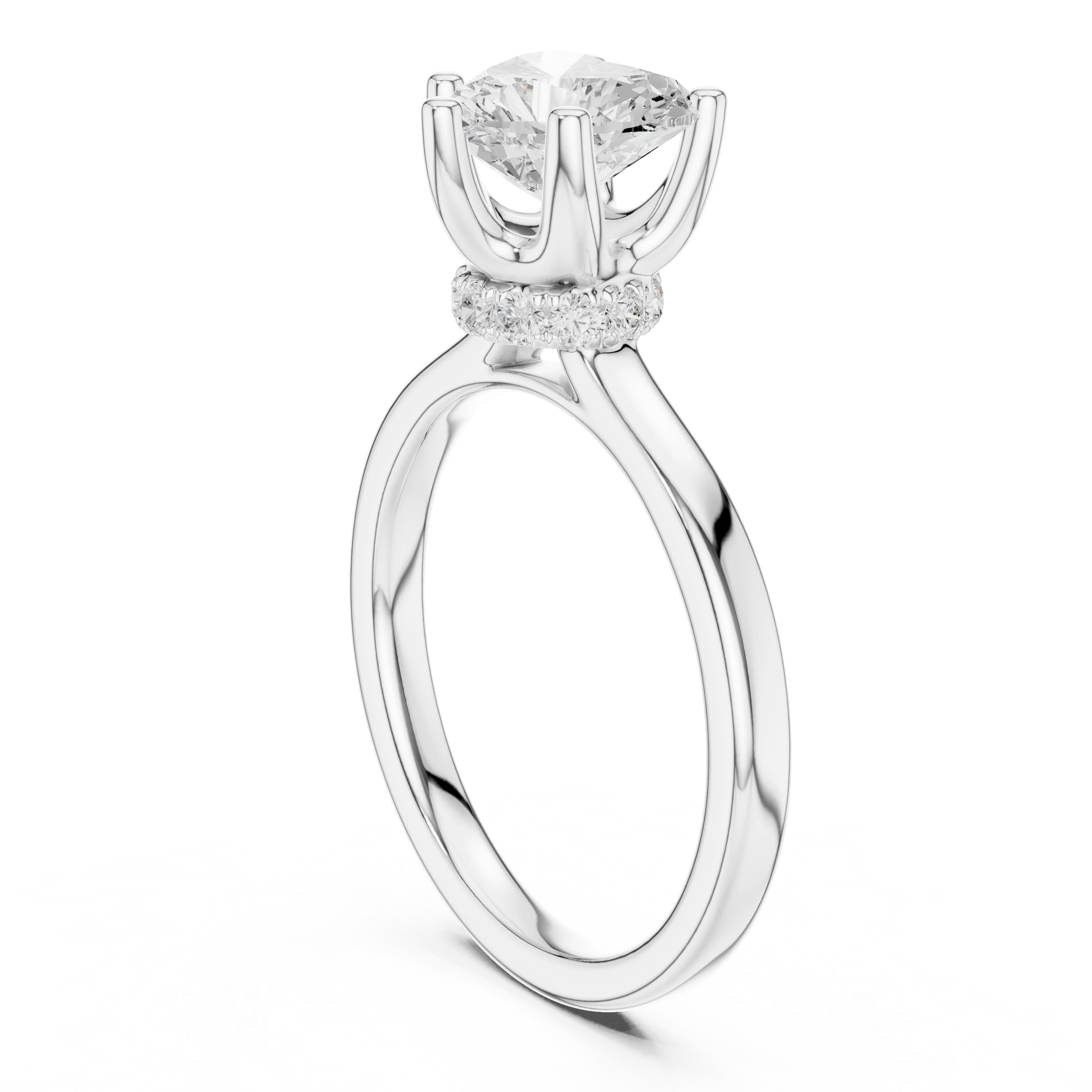 Heart Shape Diamond Hidden Halo Engagement Ring