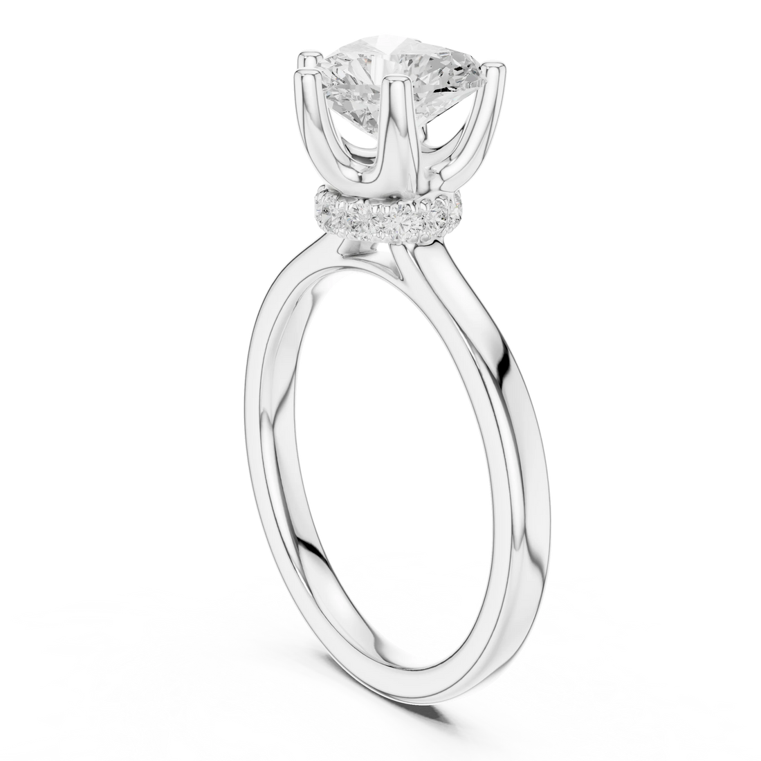 Heart Shape Diamond Hidden Halo Engagement Ring