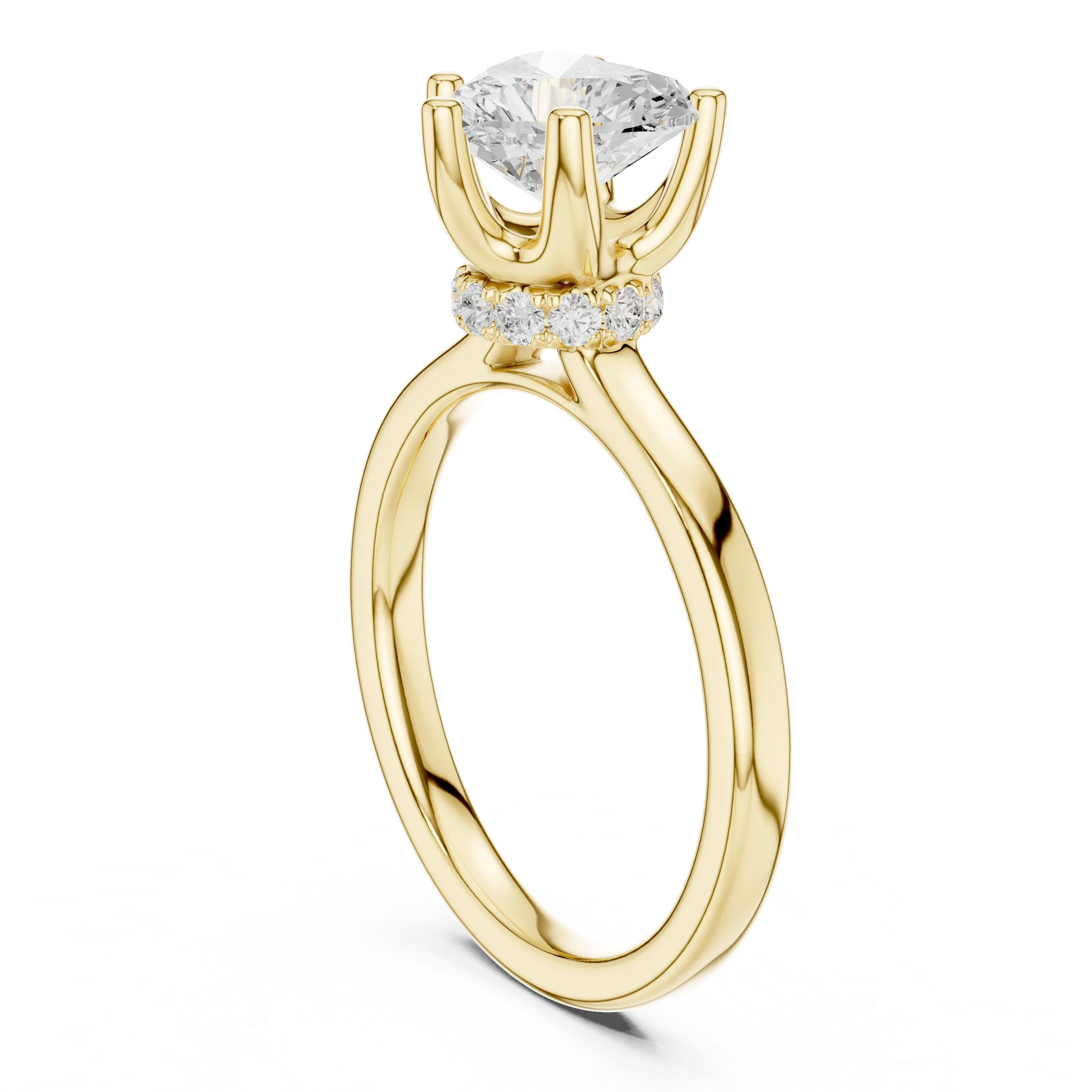 Heart Shape Diamond Hidden Halo Engagement Ring