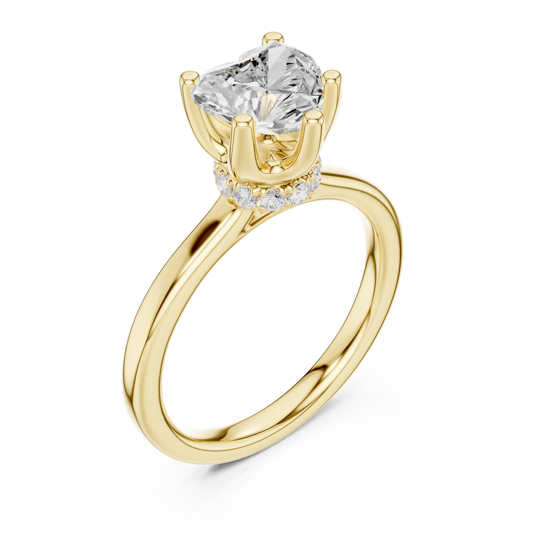 Heart Shape Diamond Hidden Halo Engagement Ring