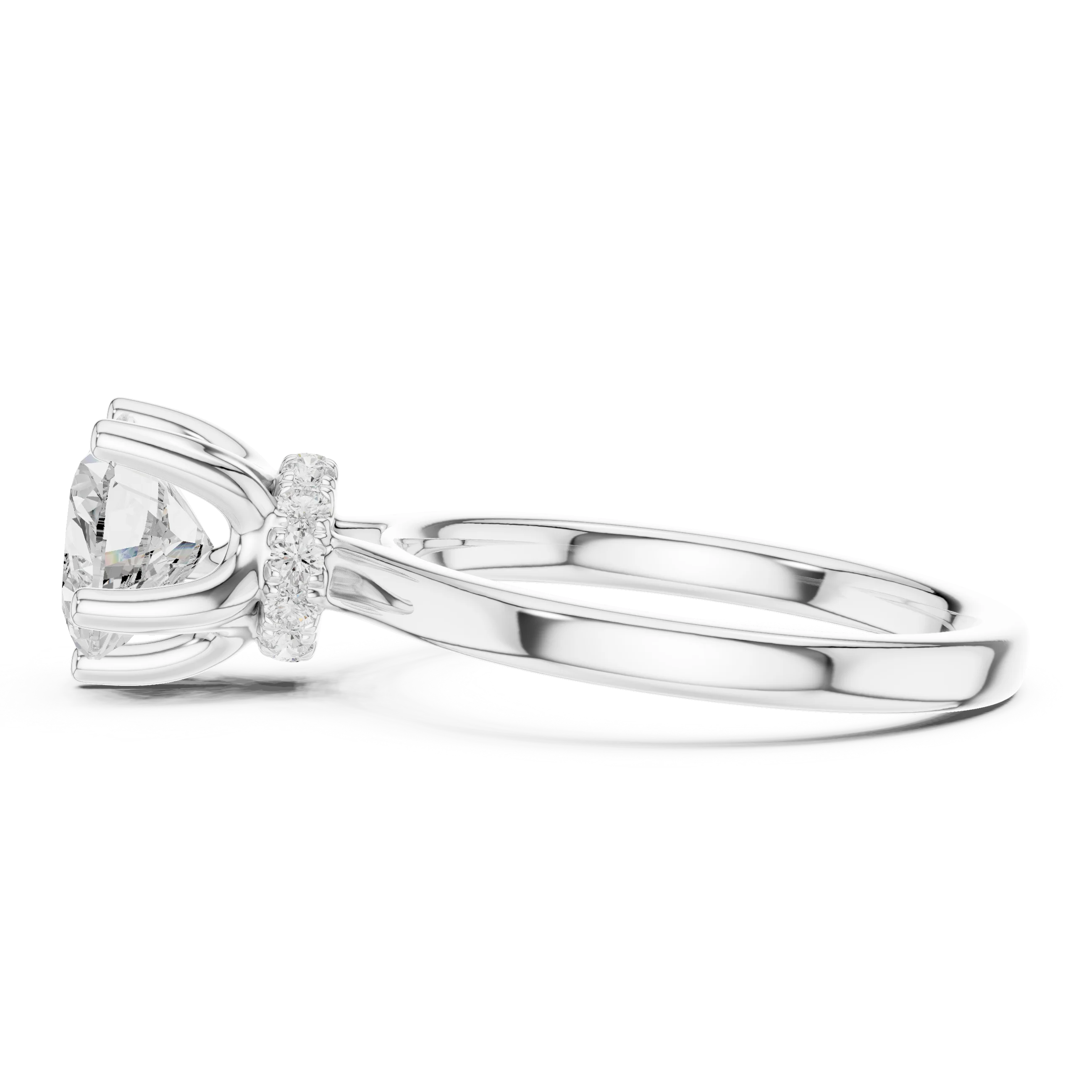 Heart Shape Diamond Hidden Halo Engagement Ring