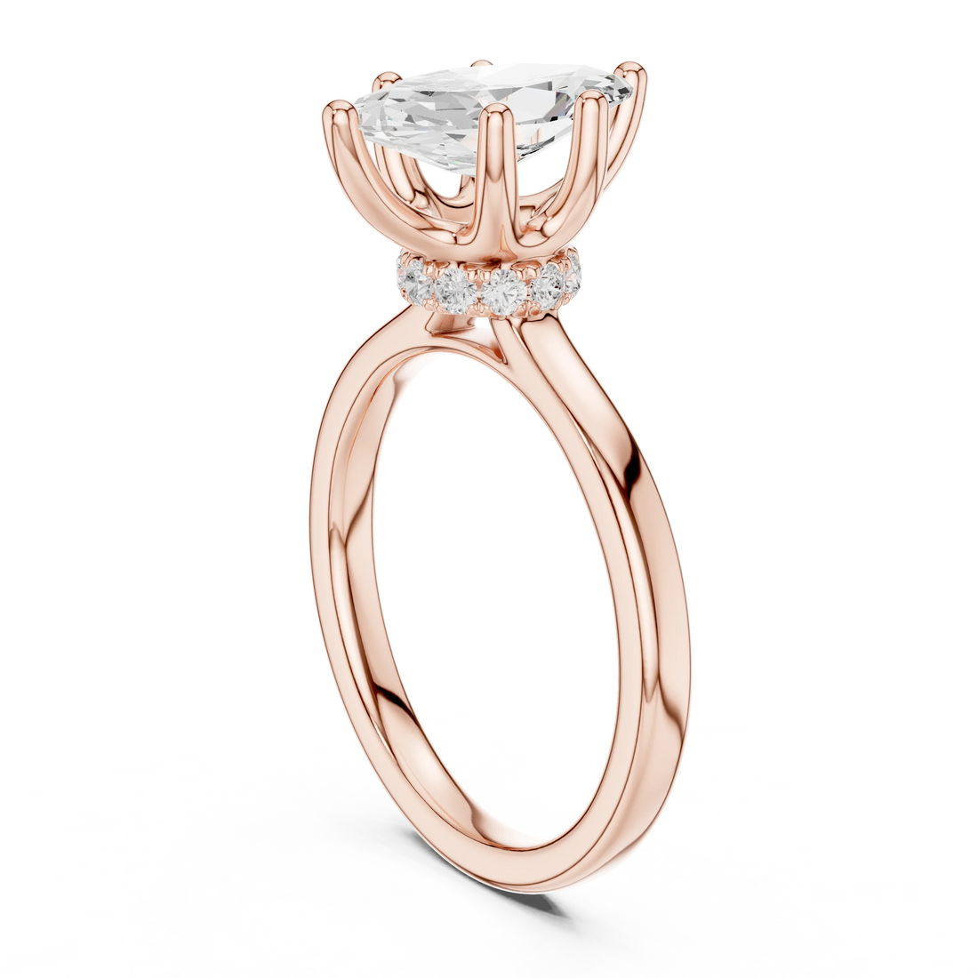 Marquise Shape Diamond Hidden Halo Engagement Ring