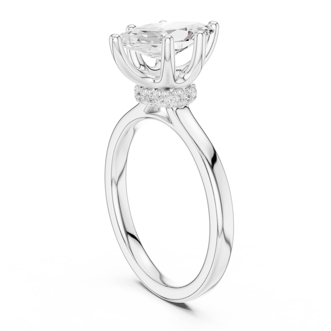 Marquise Shape Diamond Hidden Halo Engagement Ring