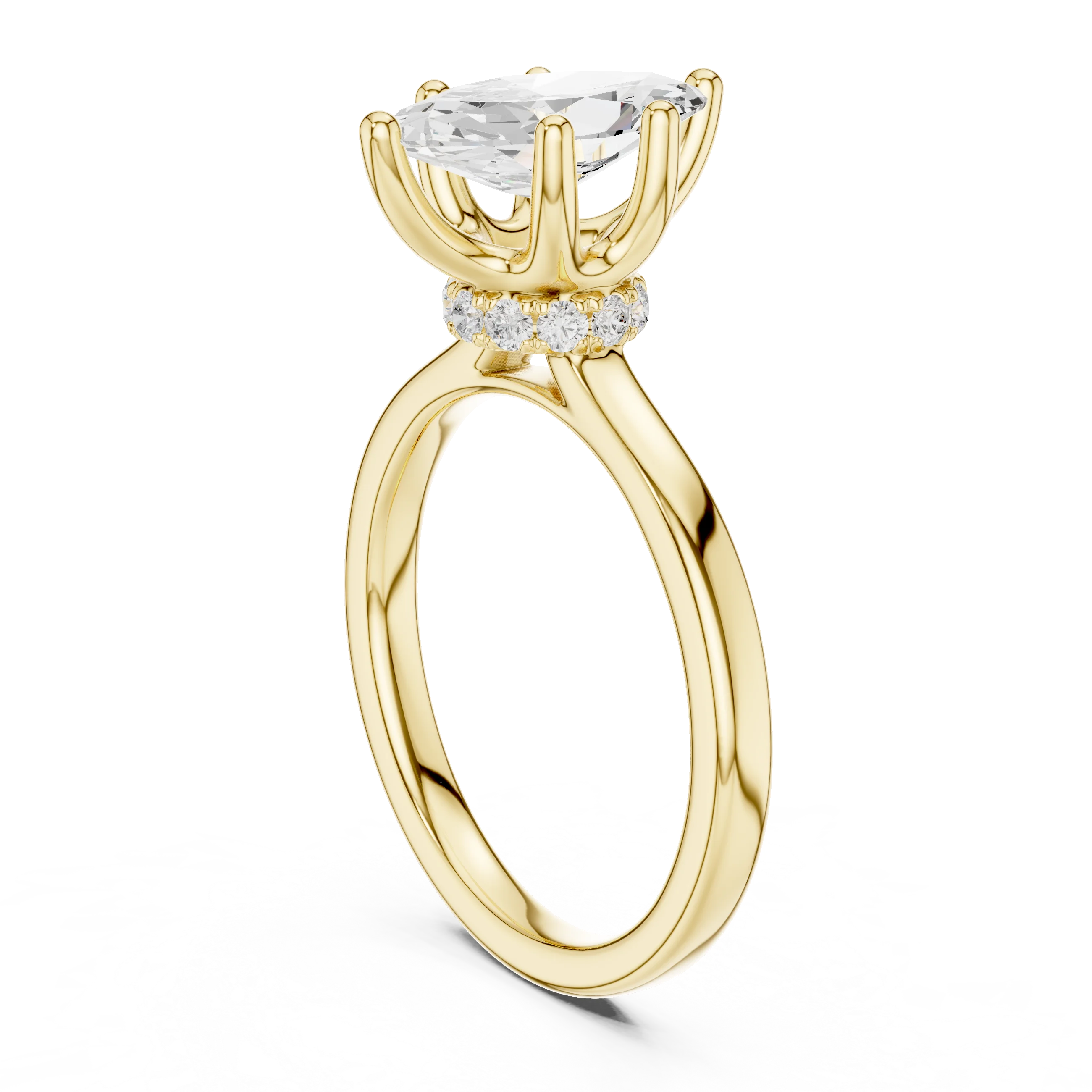 Marquise Shape Diamond Hidden Halo Engagement Ring