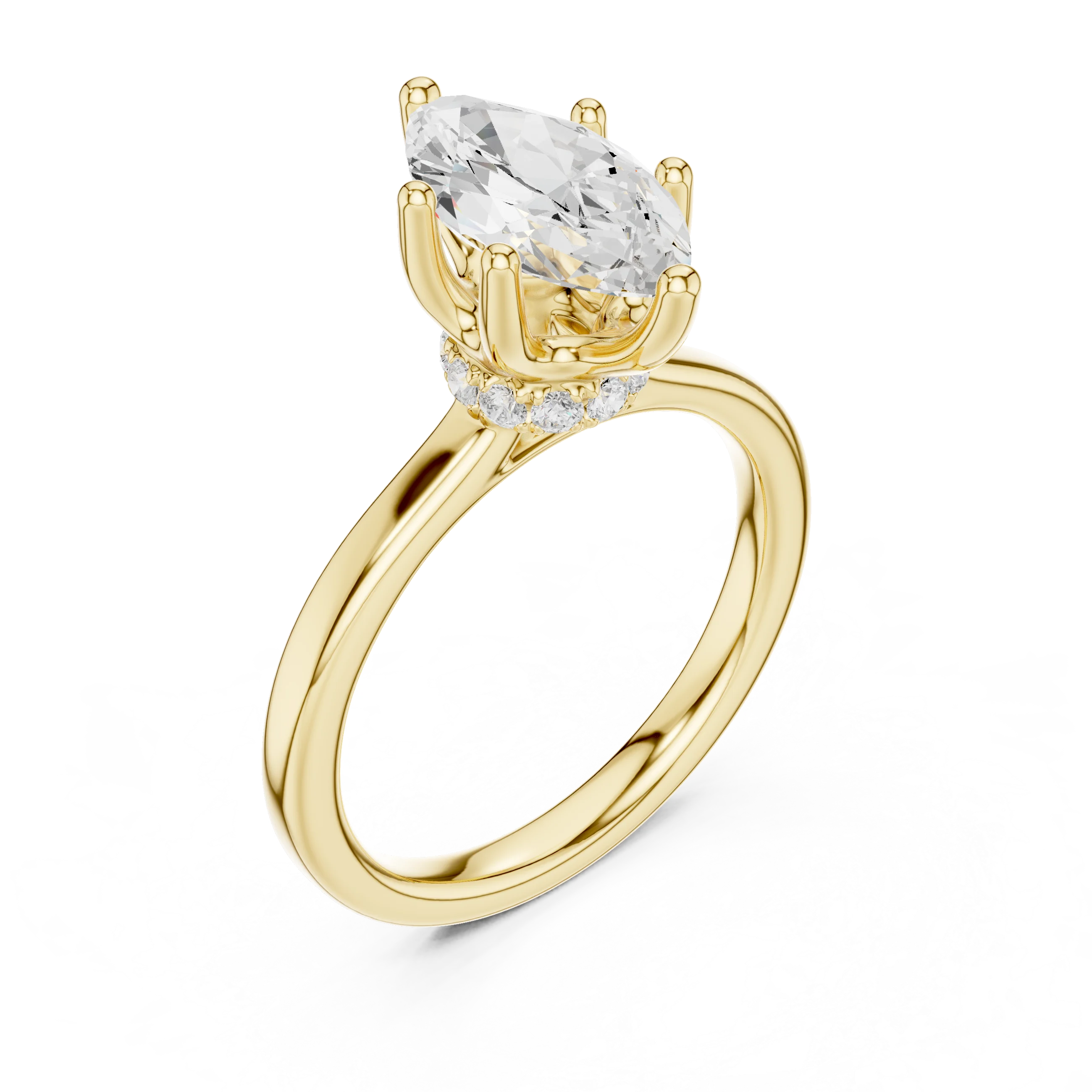 Marquise Shape Diamond Hidden Halo Engagement Ring