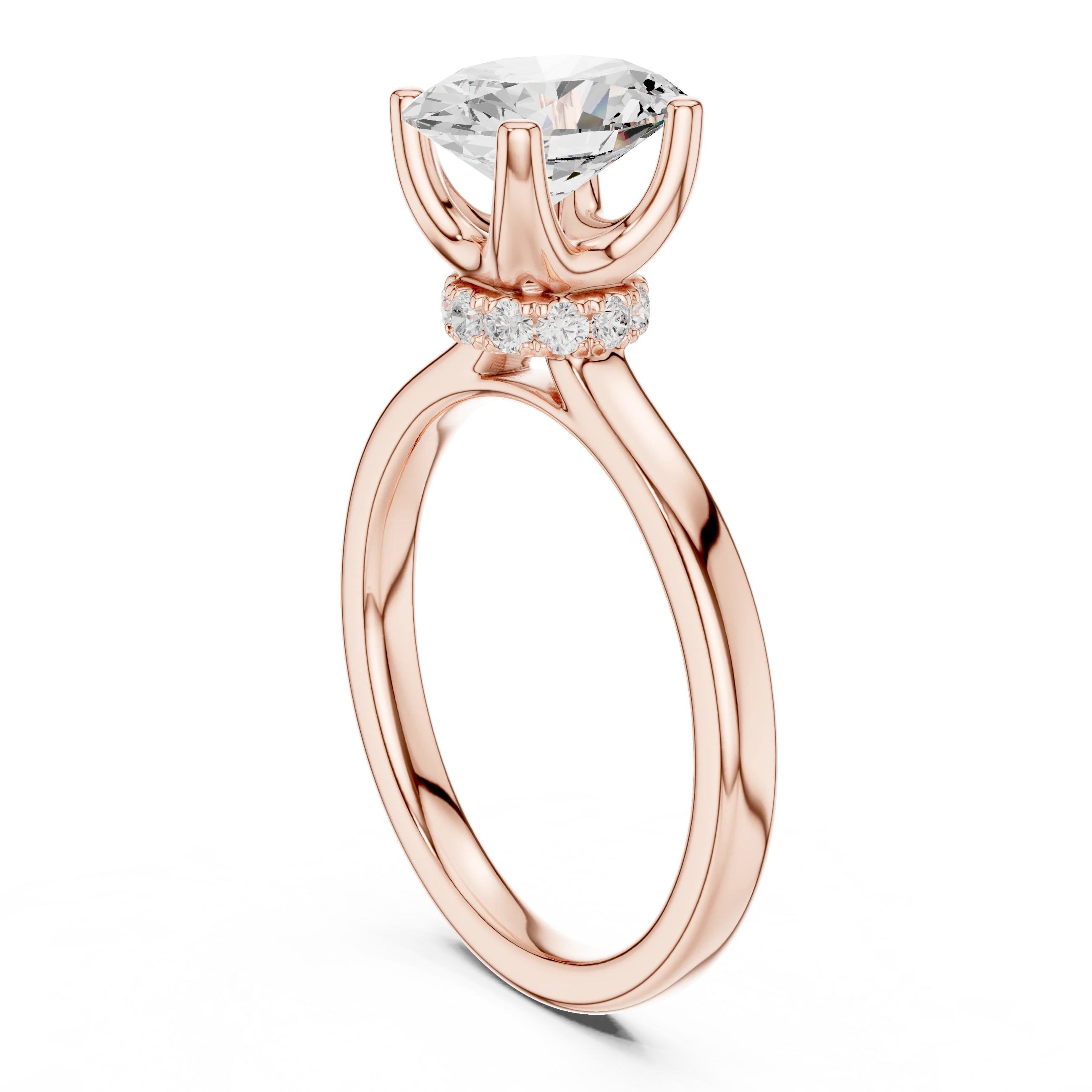 Oval Shape Diamond Hidden Halo Engagement Ring