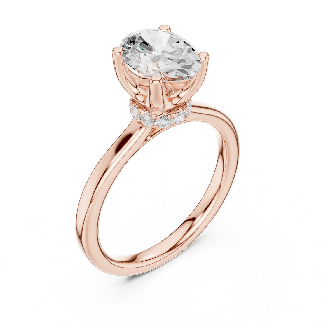 Oval Shape Diamond Hidden Halo Engagement Ring