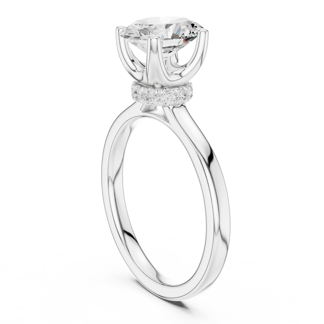 Oval Shape Diamond Hidden Halo Engagement Ring