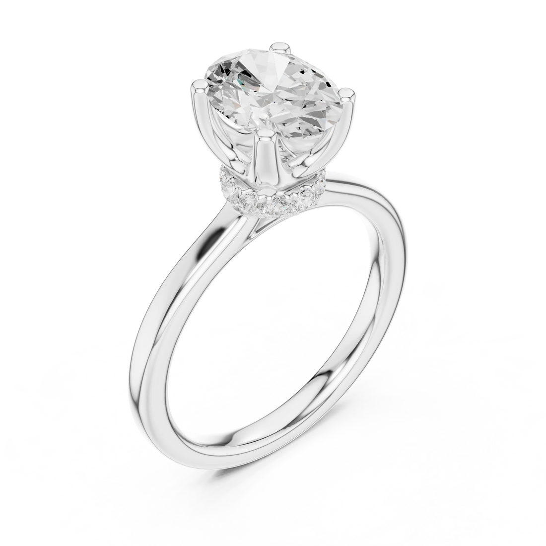 Oval Shape Diamond Hidden Halo Engagement Ring