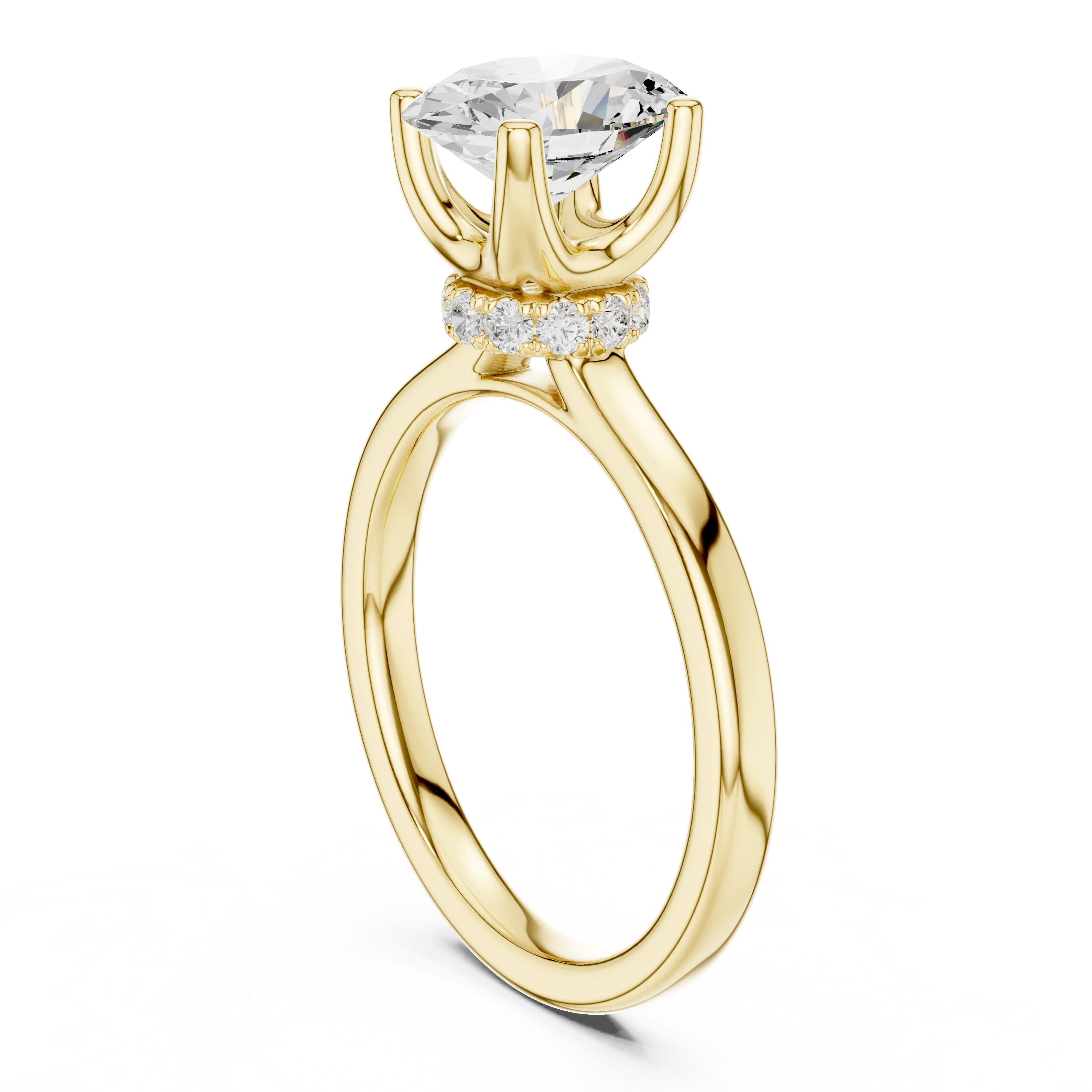 Oval Shape Diamond Hidden Halo Engagement Ring