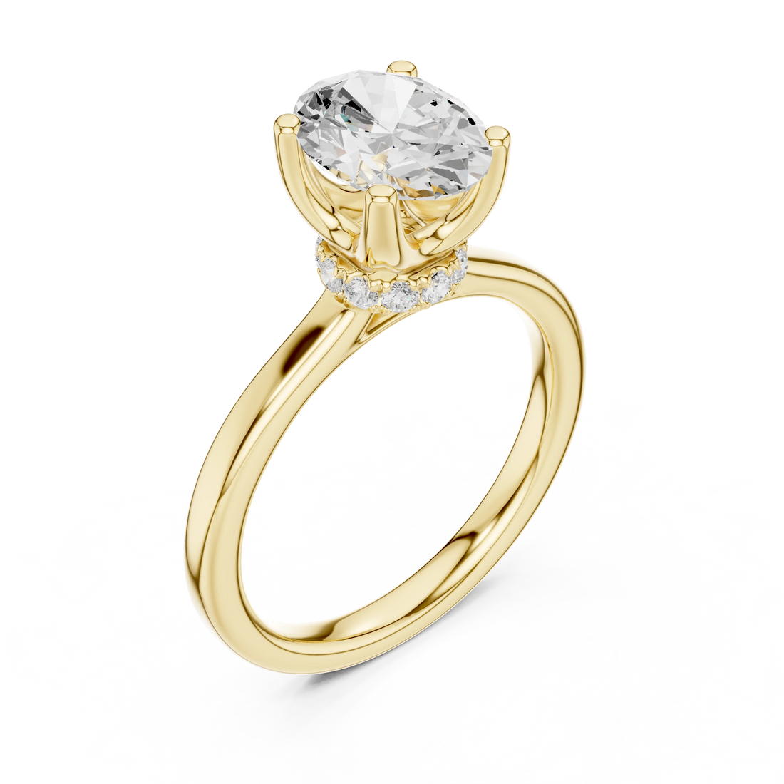 Oval Shape Diamond Hidden Halo Engagement Ring