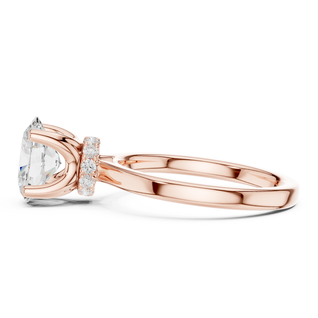 Oval Shape Diamond Hidden Halo Engagement Ring