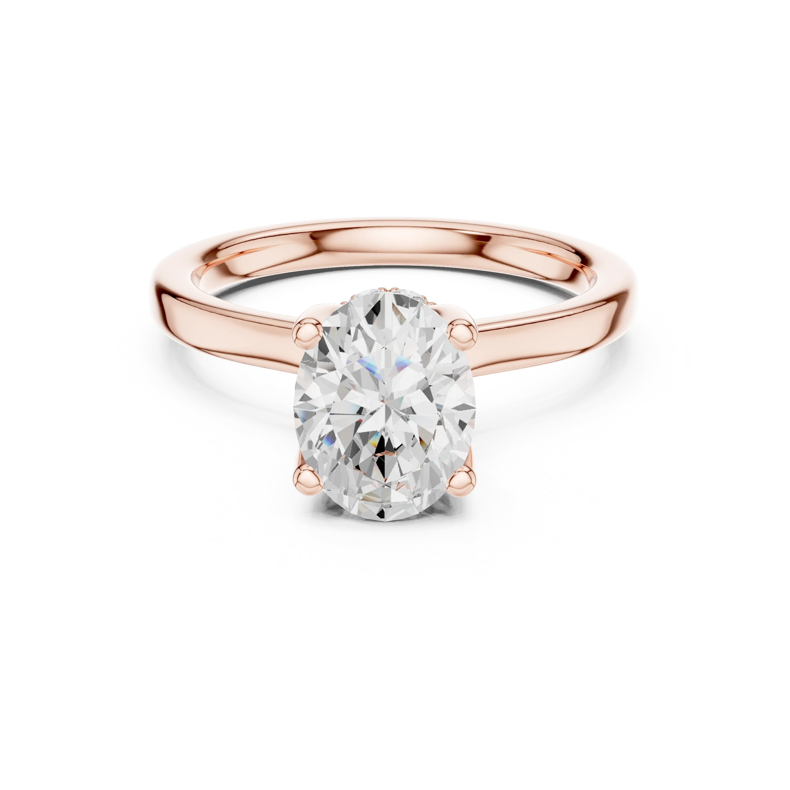 Oval Shape Diamond Hidden Halo Engagement Ring