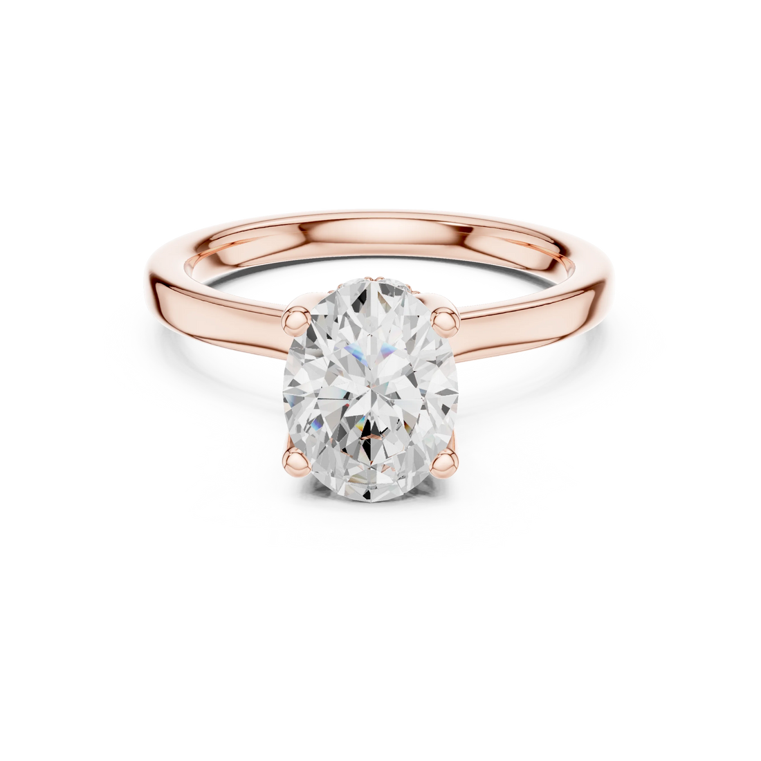 Oval Shape Diamond Hidden Halo Engagement Ring