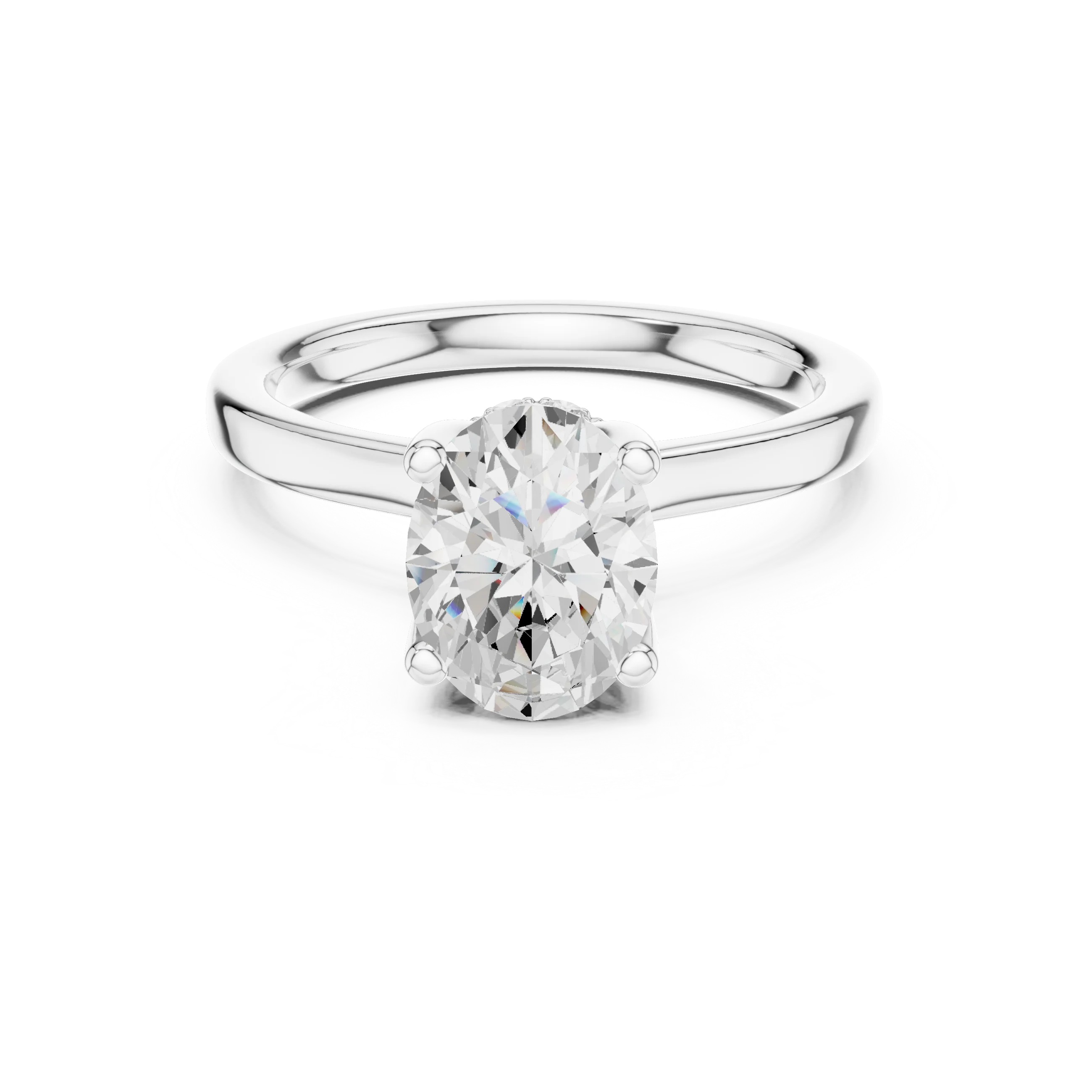 Oval Shape Diamond Hidden Halo Engagement Ring