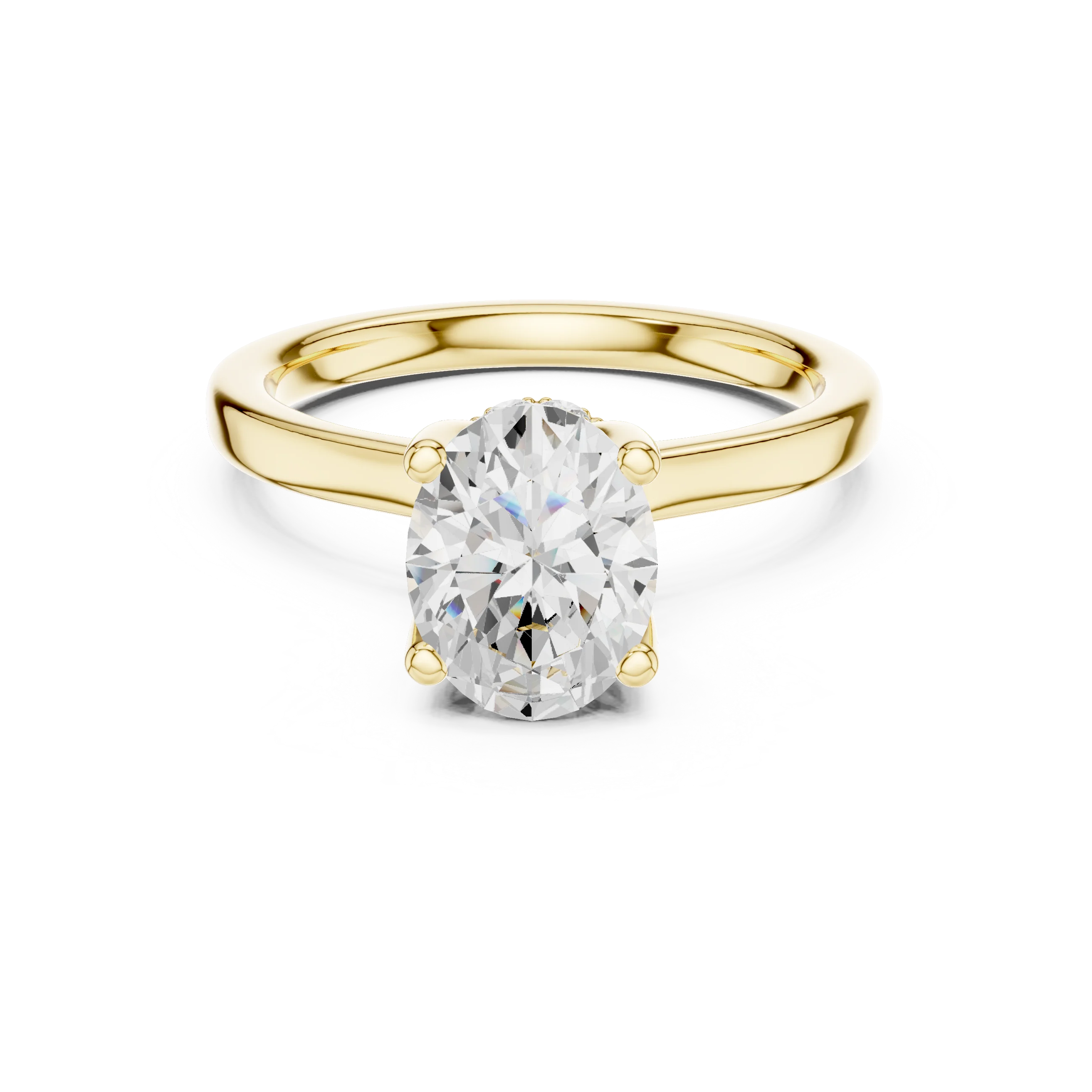 Oval Shape Diamond Hidden Halo Engagement Ring