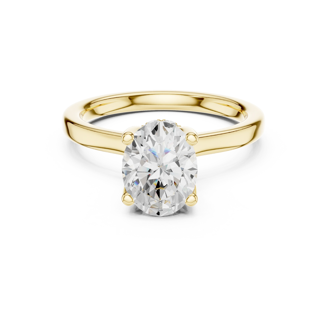 Oval Shape Diamond Hidden Halo Engagement Ring