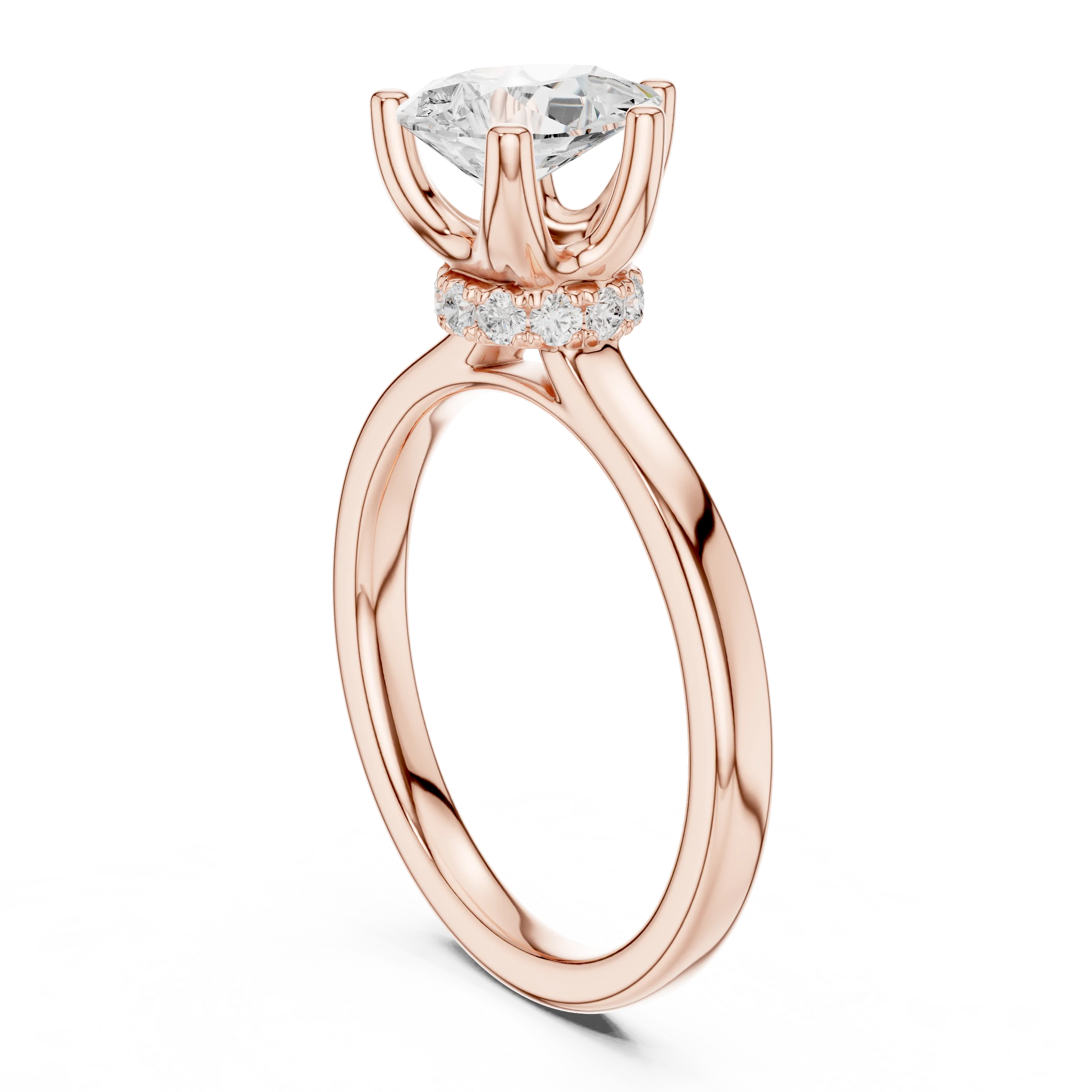 Pear Shape Diamond Hidden Halo Engagement Ring