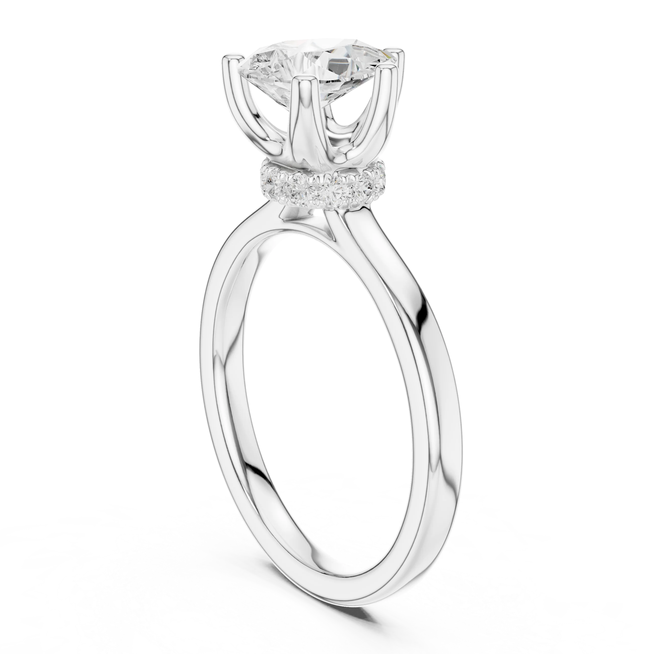 Pear Shape Diamond Hidden Halo Engagement Ring