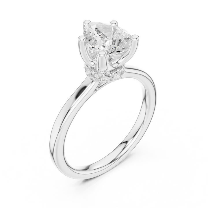 Pear Shape Diamond Hidden Halo Engagement Ring