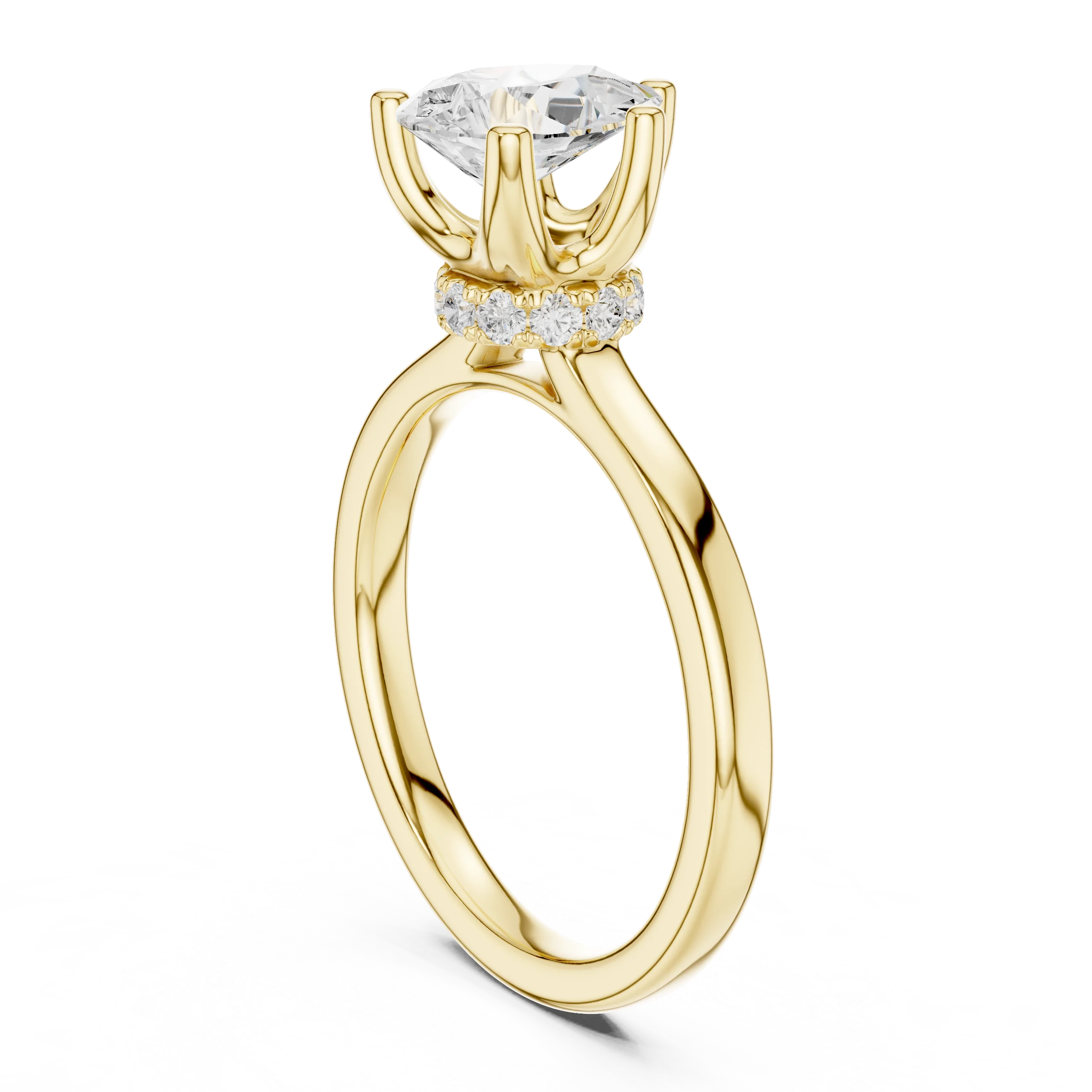 Pear Shape Diamond Hidden Halo Engagement Ring