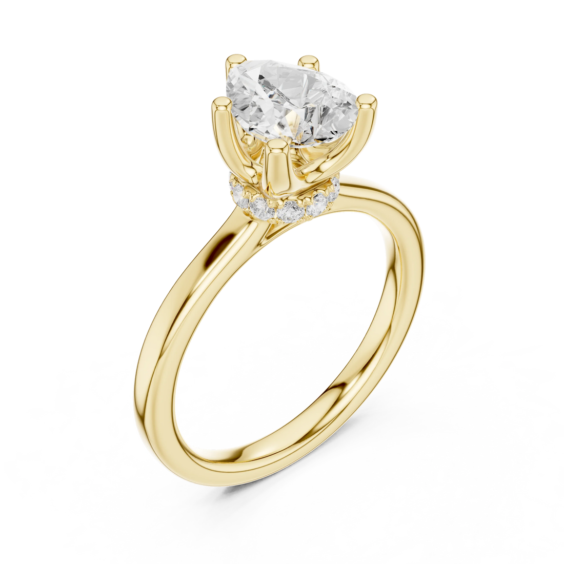 Pear Shape Diamond Hidden Halo Engagement Ring