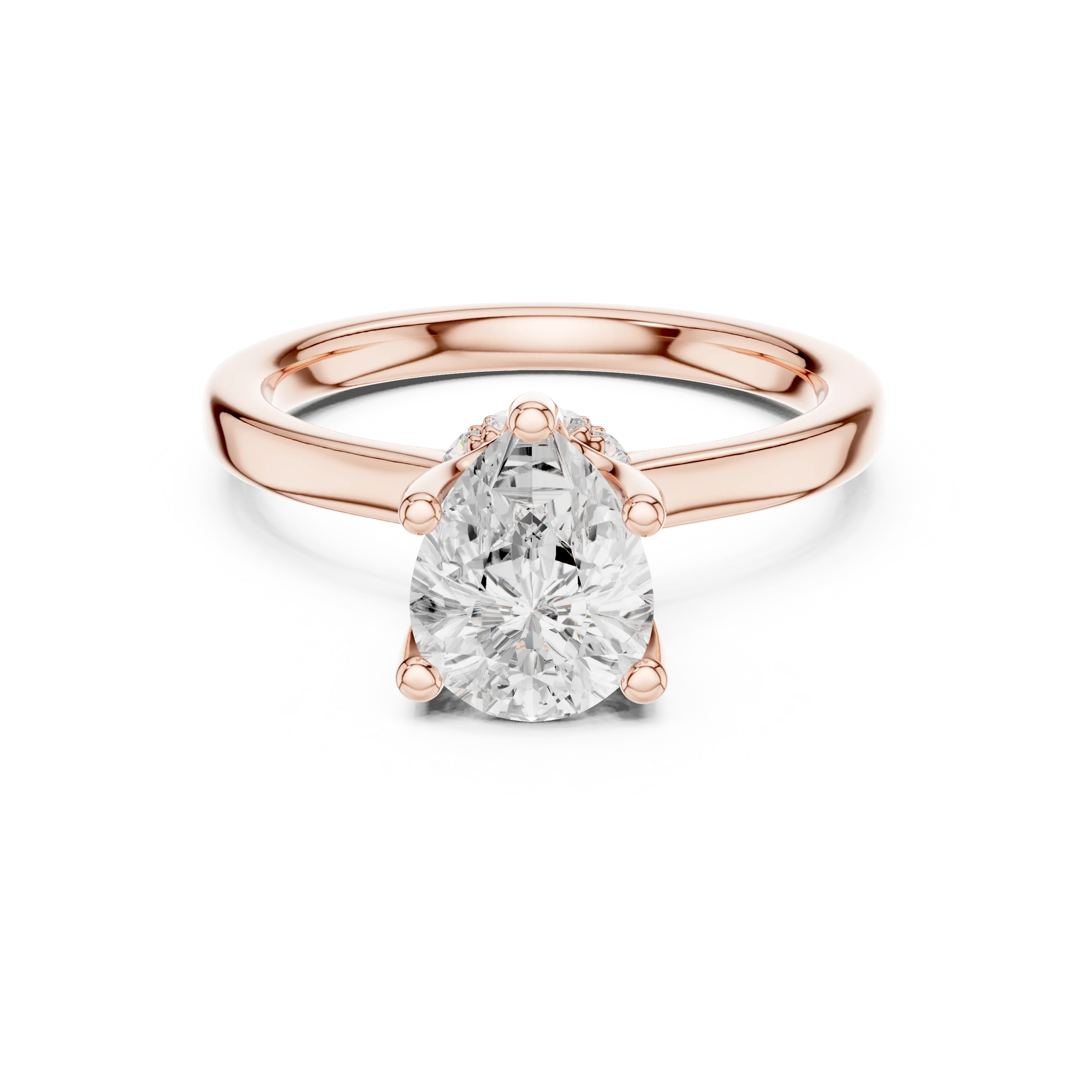 Pear Shape Diamond Hidden Halo Engagement Ring