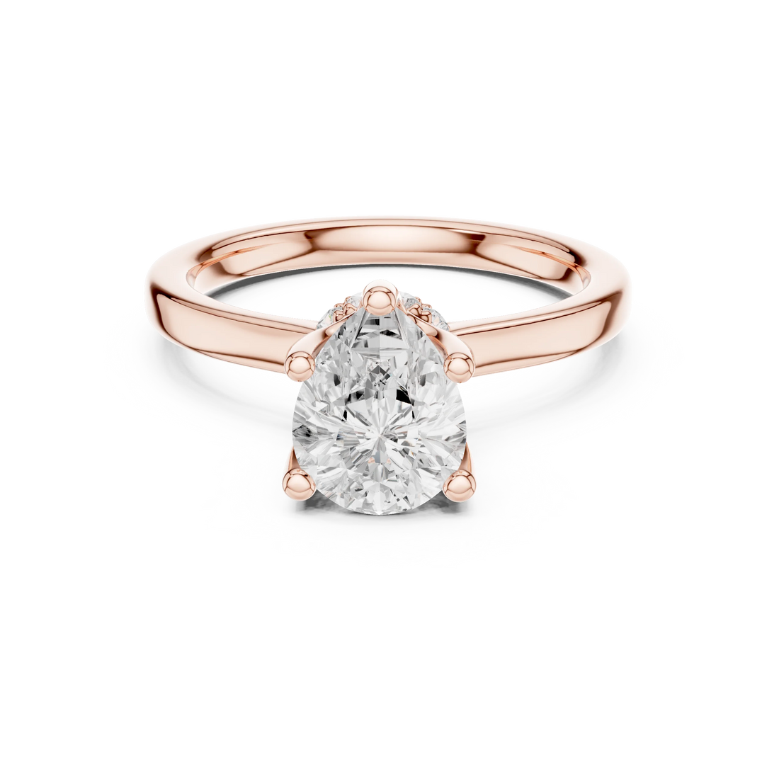 Pear Shape Diamond Hidden Halo Engagement Ring