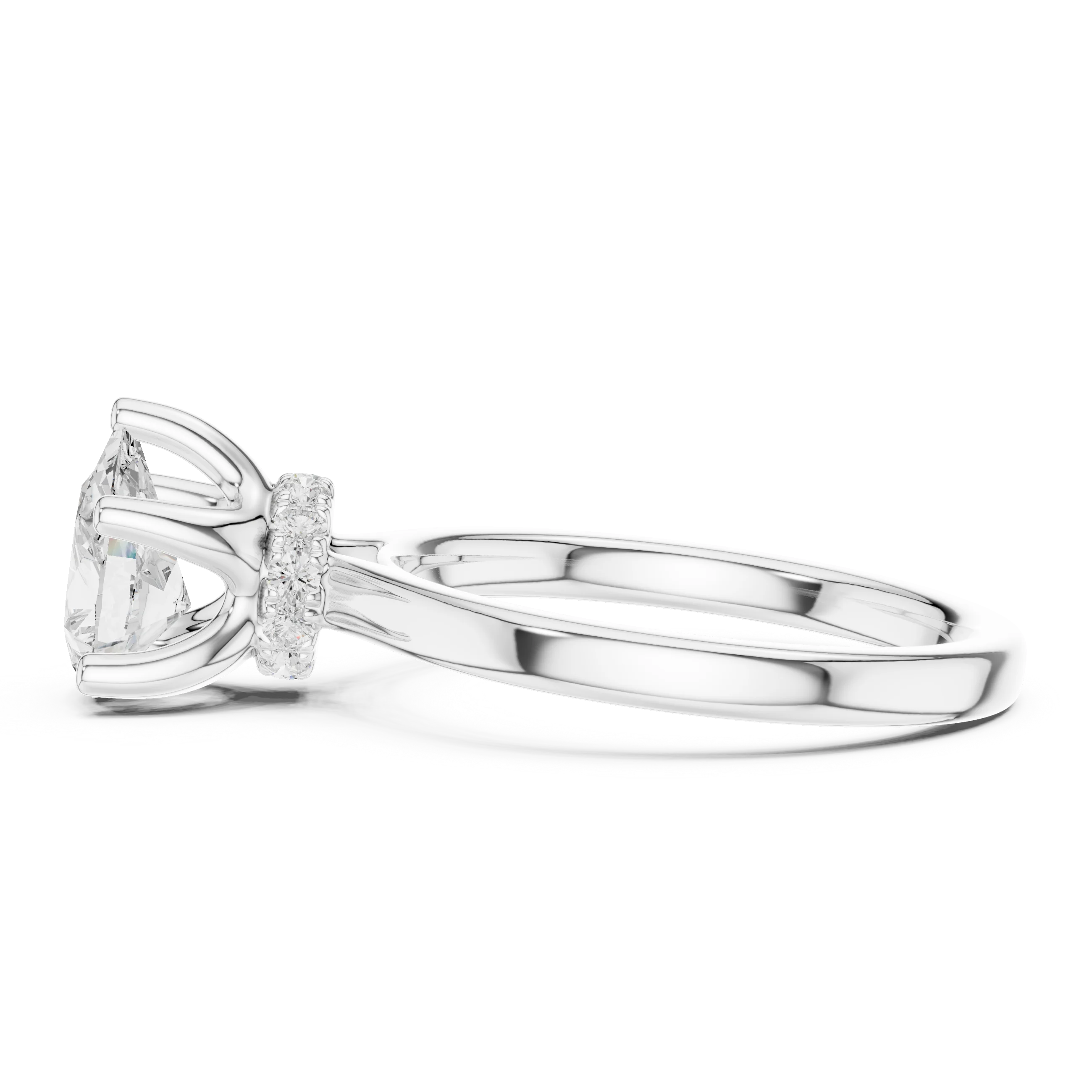 Pear Shape Diamond Hidden Halo Engagement Ring